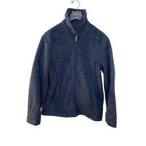 Nautica Mens Black Faux Suede Faux Fur Heavy Weight Jacket Lined Pockets Size L